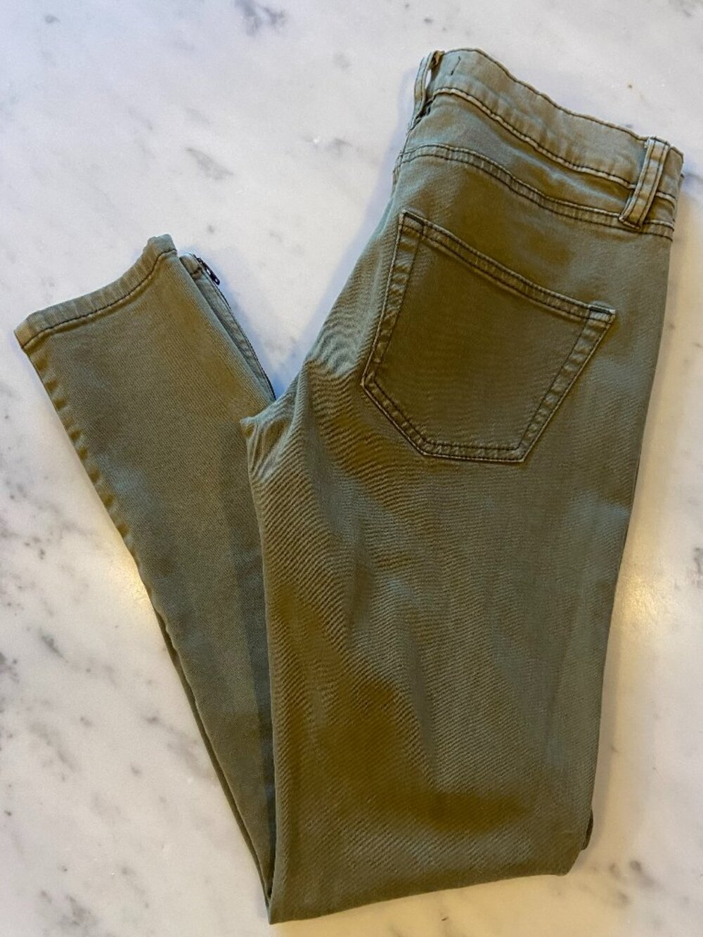 BDG Olive Green Fitted Jeans with Ankle Zipper Closure Size 27